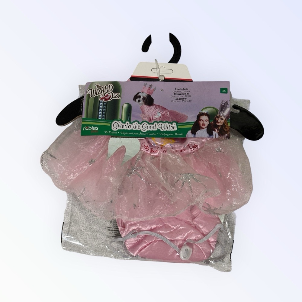 Rubie's Wizard of Oz Glinda the Good Witch Dog Costume XS Pink/Silver Polyester